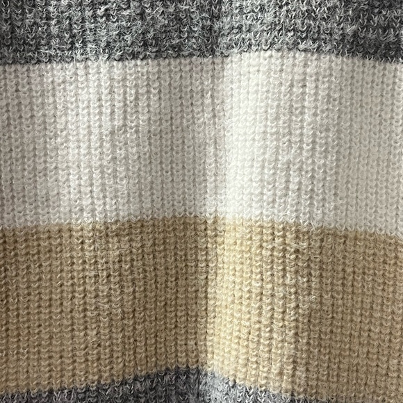 SHEIN | Striped Knit Sweater - Gray, Cream, and Tan | Size M - Picture 4 of 9